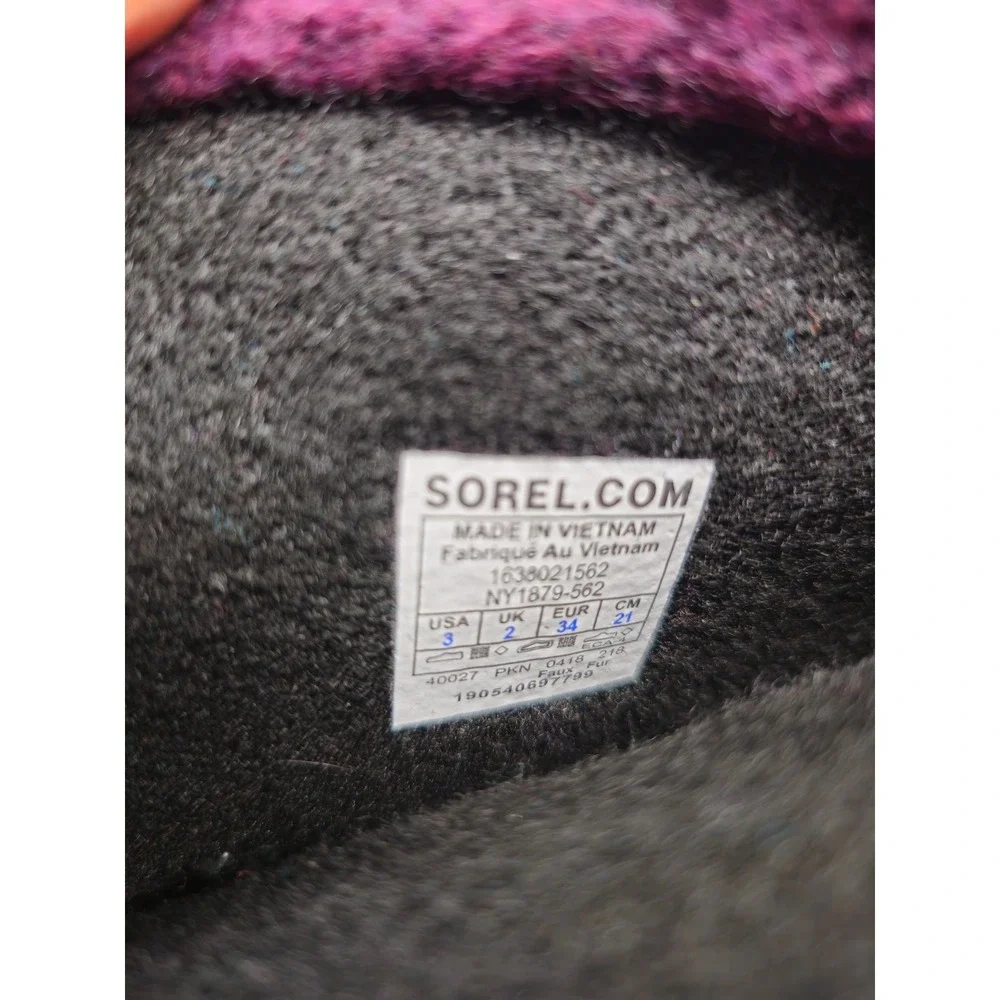 Sorel Yoot Pac Purple‎ Nylon Waterproof Winter Snow Boots NY1879-562 Girls sz 3